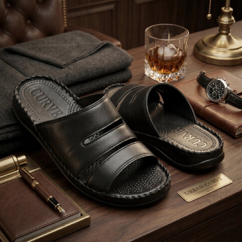Ortho-Cuir Noir Mules Ergonomiques "Relax" MODEL Z