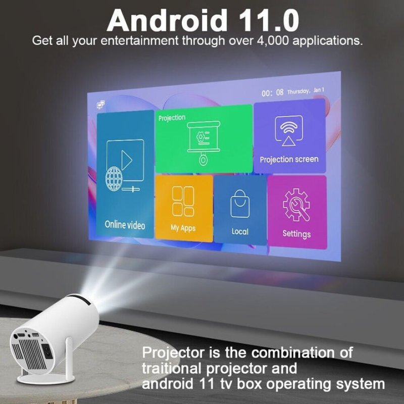 Projecteur Intelligent Avec Luminosité 4k, Double Wi-fi Hd Home Cinéma