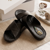 Ortho-Cuir Noir Mules  "Relax" H02